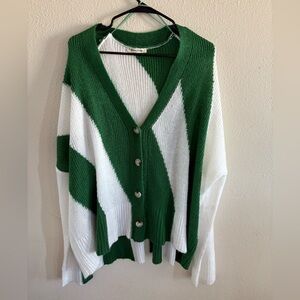 Green and White Women's Sweater